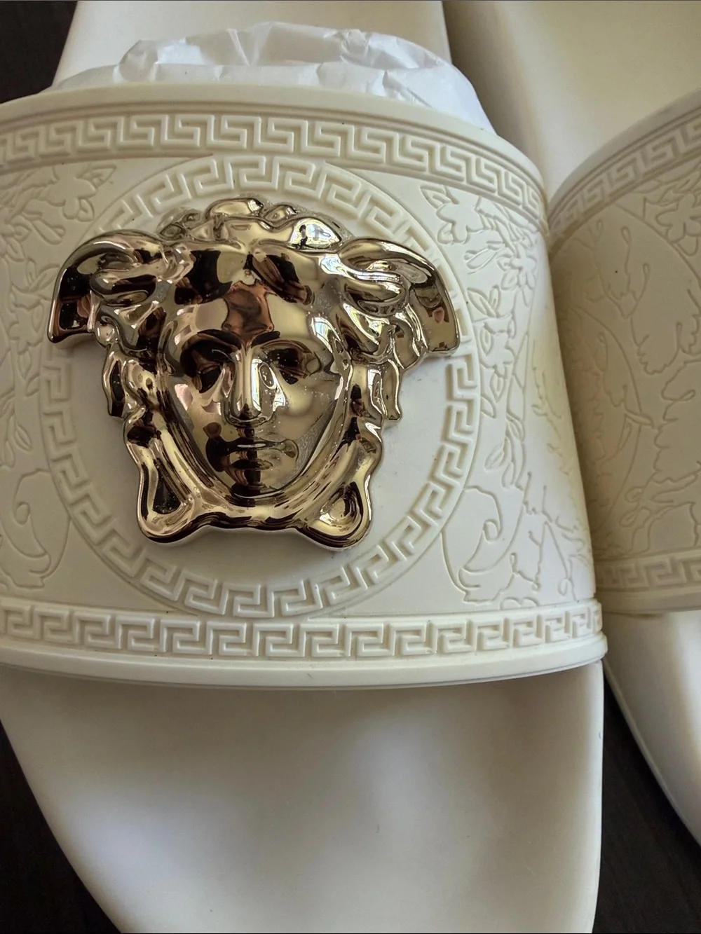 Versace white Slide Sandals with Gold Medusa Accent EU 40 wore once - Picture 6 of 7